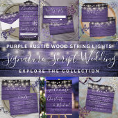 Wishing Well Paarse Houten String Lights Bruiloft Informatiekaartje
