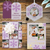 Sneeuwvlok Paarse Glam Patroon Kerstmis Script Medium Cadeauzakje