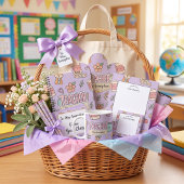 Paarse Onderwijzer School Nummers Patroon Groot Cadeauzakje