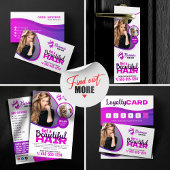 Paarse Levendige Haar Stylist Salon Beauty Make-up Klantenkaartje