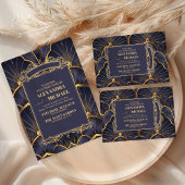 Paarse  Art Deco bruiloft Informatiekaartje