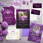 Violet Quinceanera Silver Tiara Uitnodiging