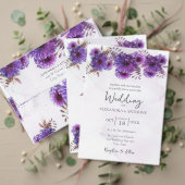 Purple Watercolor Chrysanthemum Wedding Reception Informatiekaartje (Personaliseer deze collectie van deze onafhankelijke maker. Test)