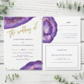 Waterverf Paarse Geode Bruiloft RSVP (Personaliseer de collectie van deze zelfstandige maker.)