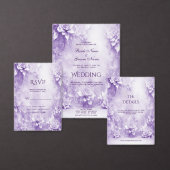 Paarse witte bloemen bewaren de datum save the date (Personaliseer de collectie van deze zelfstandige maker.)