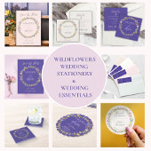 Geel Paarse Wildflower Krans Bruiloft Magnetische Uitnodiging