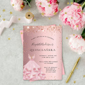 Quinceañera blush roze sparkles save the date aankondigingskaart
