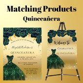 Quinceanera smaragdgroene gouden jurk keramisch ornament