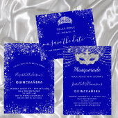 Quinceanera royal blue zilverglitter tiara name kartonnen onderzetters