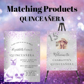Quinceanera Silver paarse begrotingsuitnodiging Flyer