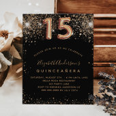 Quinceanera Black Glitter VIP-uitnodiging Badge