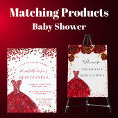 Quinceanera rood wit jurk bloemen RSVP kaart