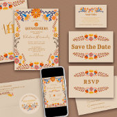 Mexicaans bloemig monogram Western quinceanera Programmakaart