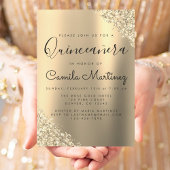 Gouden Glitter Quinceanera Sla de datum op Save The Date