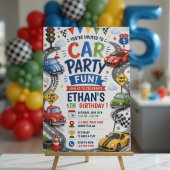 Persoonlijk raceautoverjaardagscadeau cadeaulabel