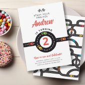 Race Track Jongens 4e Verjaardag Wit Etiket