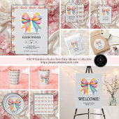 Rainbow Hearts Bow Baby shower Papieren Bordje