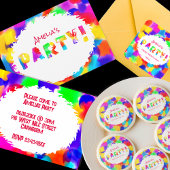 Rainbow Color Splash Party uitnodiging