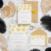 Zonnige Elegantie Gele Rozen & Hemelsblauwe Bruilo Kaart