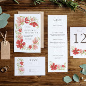 Raspberry & Blush Bloemen Verlovingsfeest Uitnodig Kaart