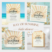 Ray of Sunshine Retro Zomerstrand Baby shower Vierkante Sticker