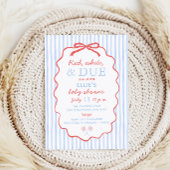 Red White and Due Baby Shower Invitation Kaart