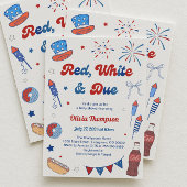 Rood Wit en Verschuldigd Baby Shower Uitnodiging