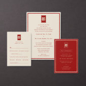 Gold Rectangle Double Happiness Chinese Wedding Informatiekaartje (Personaliseer de collectie van deze zelfstandige maker.)