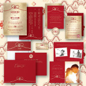 Gold Knot Dubbele Geluk Chinees sparen de Datum Aankondigingskaart