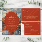 Elegante Rode Herfstbladeren Herfst Bruiloft Menu (Personaliseer de collectie van deze zelfstandige maker.)