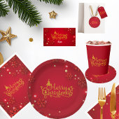 Rood en goud luxe kerst papieren bordje