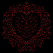 Rood Zwarte Weddenschap Gothic Heart Beauful Elega Ronde Sticker