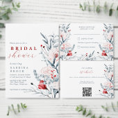 Rode En Blauwe Bloem Bloemstuk Bruiloft Website QR Informatiekaartje (Personaliseer de collectie van deze zelfstandige maker.)