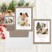 Rood en groen geruit foto keramisch ornament