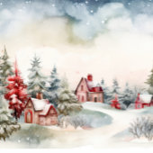 Rode huizen Groene dennenbomen Kerstlandschap Legpuzzel