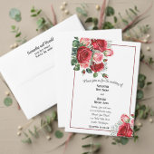 Waterverf Rood en Roze Rozen Vrijgezellenfeest Kaart (Personaliseer deze collectie van deze onafhankelijke maker. Test)