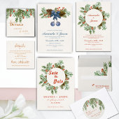 Rustieke rode bessen kerst bruiloft Save the Date