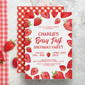 Berry First Boho Strawberry Birthday Milestone Poster