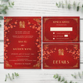 Gouden Rode Chinese Trouwlabel Etiket (Personaliseer de collectie van deze zelfstandige maker.)