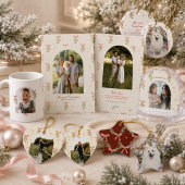 Grandmillennial Roze Lint Mistel Foto Hart Keramisch Ornament