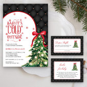 Baby Het is koud buiten Winter Red Bow Baby shower Acryl Uitnodigingen