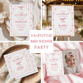 Red Bow Hearts Valentines Baby Shower Kaart