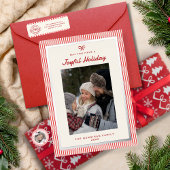 Elegant vrolijk script rode vlakke kerst Kaart