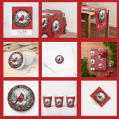 Red Cardinal with Holly Berries Ronde Sticker