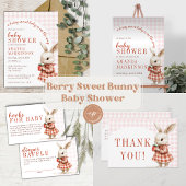 Red Berry Sweet Bunny Baby shower Luier Raffle Informatiekaartje