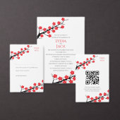 Rode kersenbloesem thema bruiloft save the date (Personaliseer de collectie van deze zelfstandige maker.)