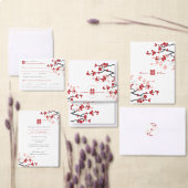 Cherry Blossom & Double Happiness Chinese Wedding Wijnglas Zonder Voet (Personaliseer de collectie van deze zelfstandige maker.)