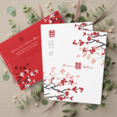 Cherry Blossom Double Happiness Chinese bruiloft All In One Uitnodiging (Personaliseer deze collectie van deze onafhankelijke maker. Test)