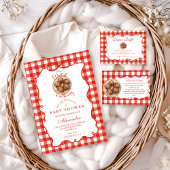 Red Gingham Meatball Baby Shower Kaart