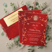 TWEETALIGE Rode Kersenbloesem Chinese bruiloft Menu (Personaliseer deze collectie van deze onafhankelijke maker. Test)